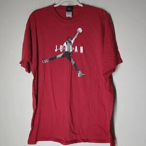 Air Jordan Spell Out Jumpman Red T-Shirt Mens Large Red Puff Print Michael